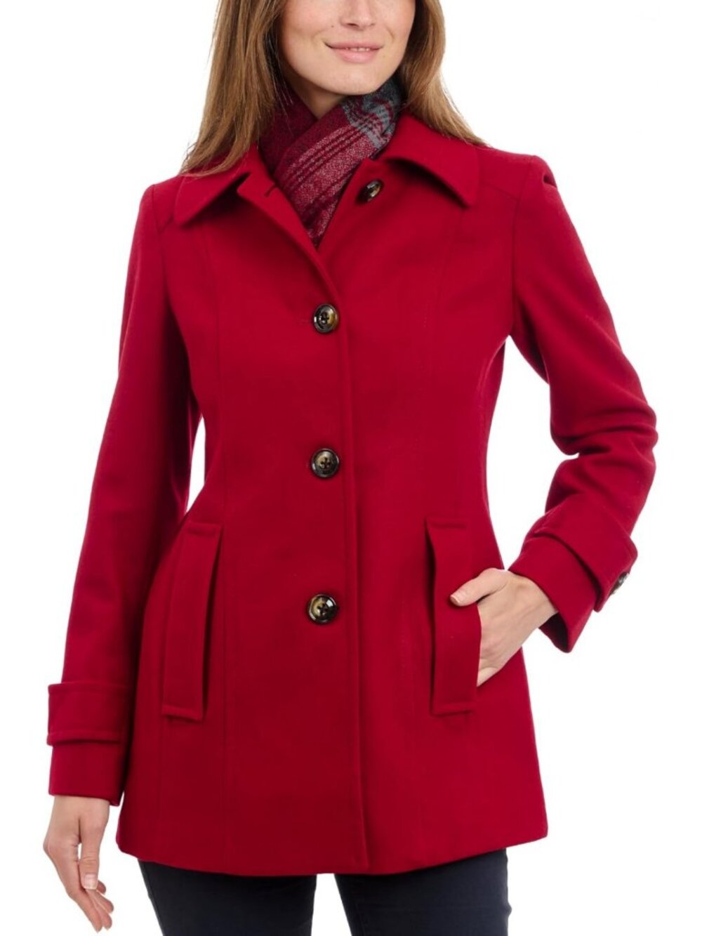 Chic Women's Wool Coat with Scarf | Classic Single-Breasted Outerwear